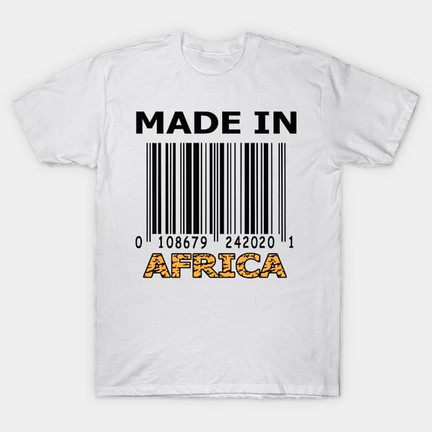 Fake bar code made in Africa design. T-Shirt by Samuelproductions19